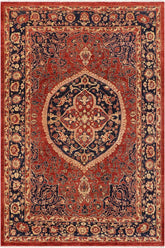 handmade Traditional Kafkaz Rust Blue Hand Knotted RECTANGLE 100% WOOL area rug 9 x 11
